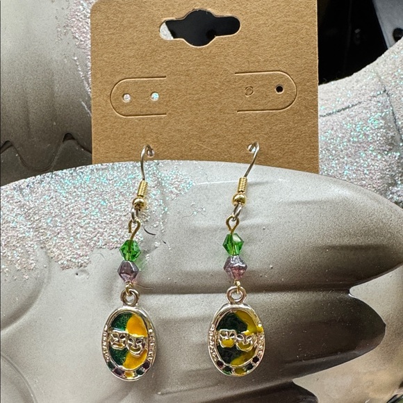 Mardi Gras- Gold and Green Enamel Earrings- looks like a King Cake 🎂 2/$22 - Picture 4 of 6